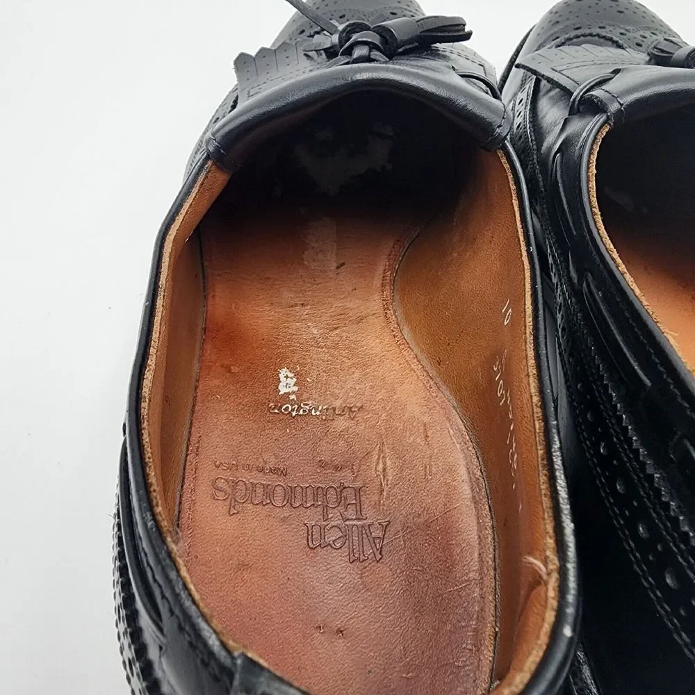 Allen Edmonds 'Arlington' Black Longwing Kiltie Tassel Loafers Size 10A Men Shoe